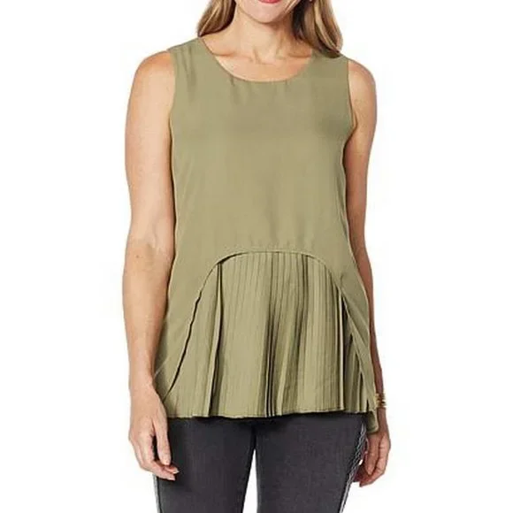DG2 by Diane Gilman Accordion Pleated Layered Drama Tank MEDIUM (899) - Picture 1 of 6